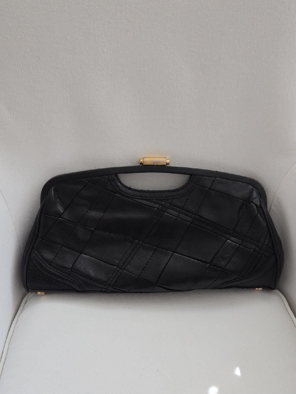 Elliott Lucca Classic Black Quilted Leather Women's Clutch EUC
